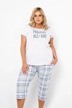 Glamour piżama damska krótki rękaw, 3/4 spodnie