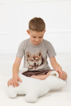 Piżama chłopięca krótki rękaw, krótkie spodnie Shiba