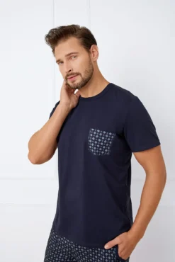 Piżama męska krótki rękaw, krótkie spodnie Rajmund